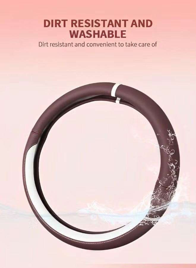 Woofixer Universal Car Steering Wheel Cover 38cm/15inch,Car Interior Accessories Fit for Most Cars,Contrast color,reathable Non-Slip Car Wheel Cover Protector - Image 3